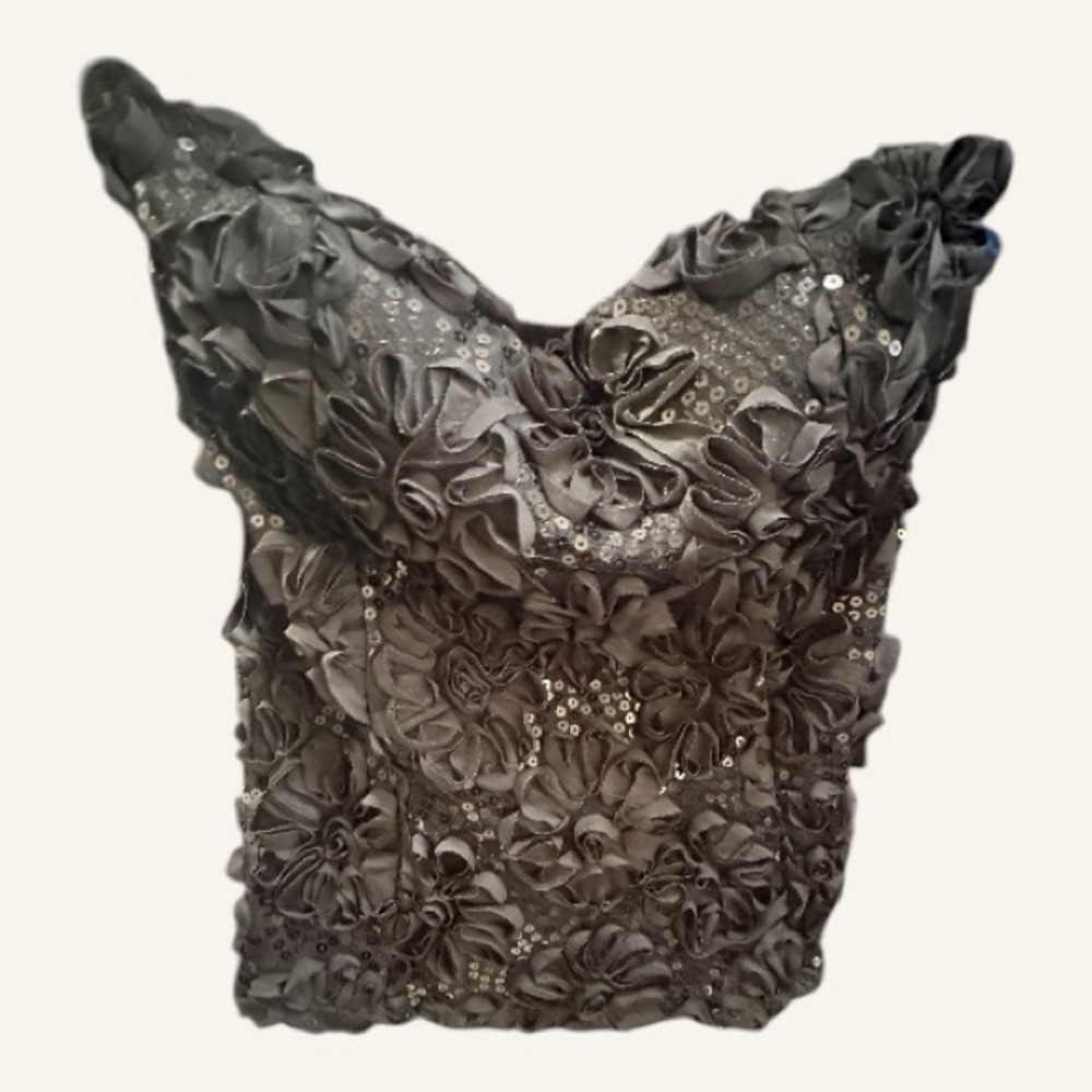 Embellished Floral Appliqué Black Women's Top